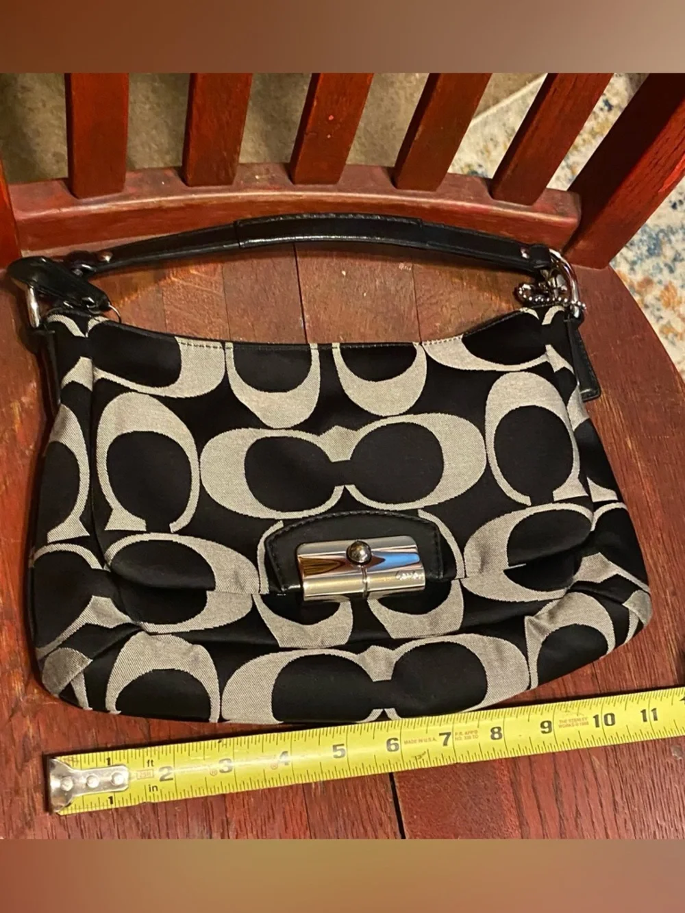 Vintage Coach Kristin Signature East West Bag Black Grey Y2K Indie Sleaze Retro - Picture 9 of 16